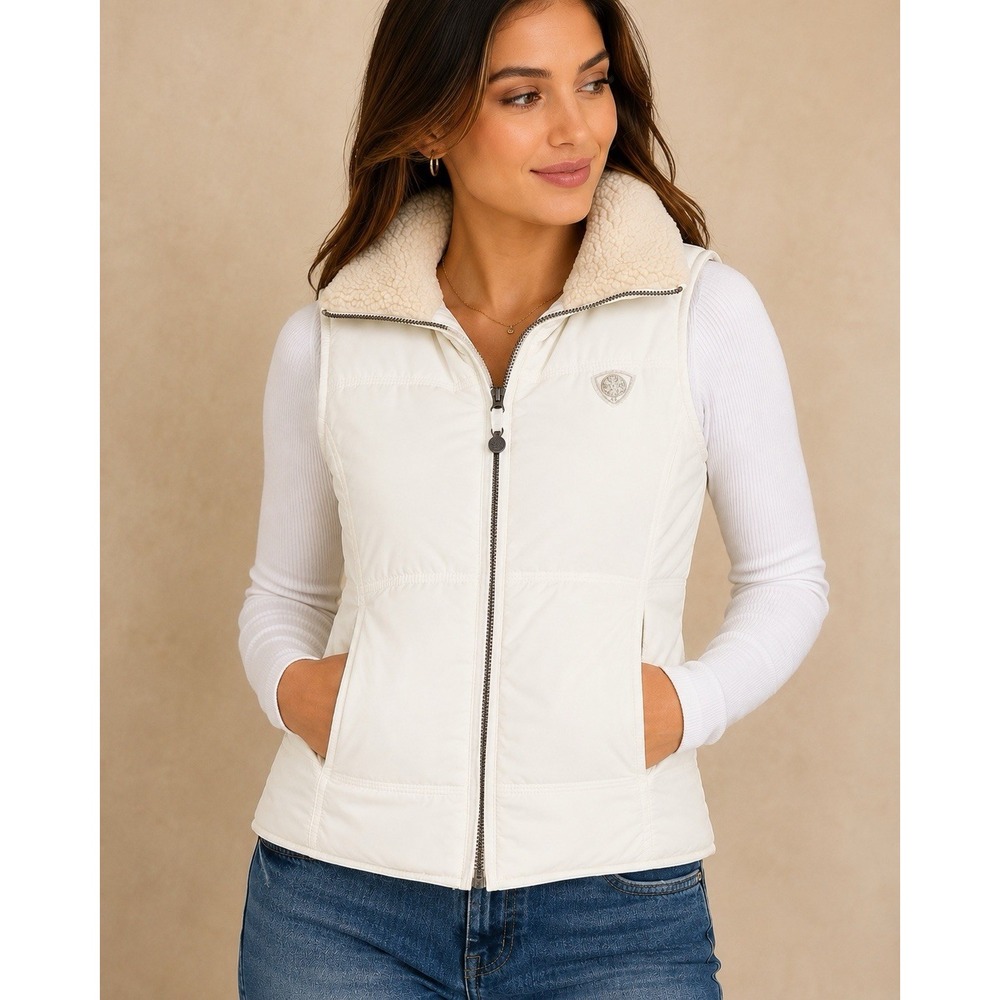American Eagle Shelter Series Women's XS White Sherpa Lined Puffer Vest